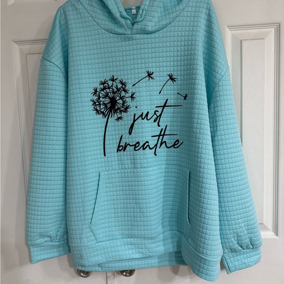 Women's Blue Hoodie with Dandelion Print - Picture 1 of 4